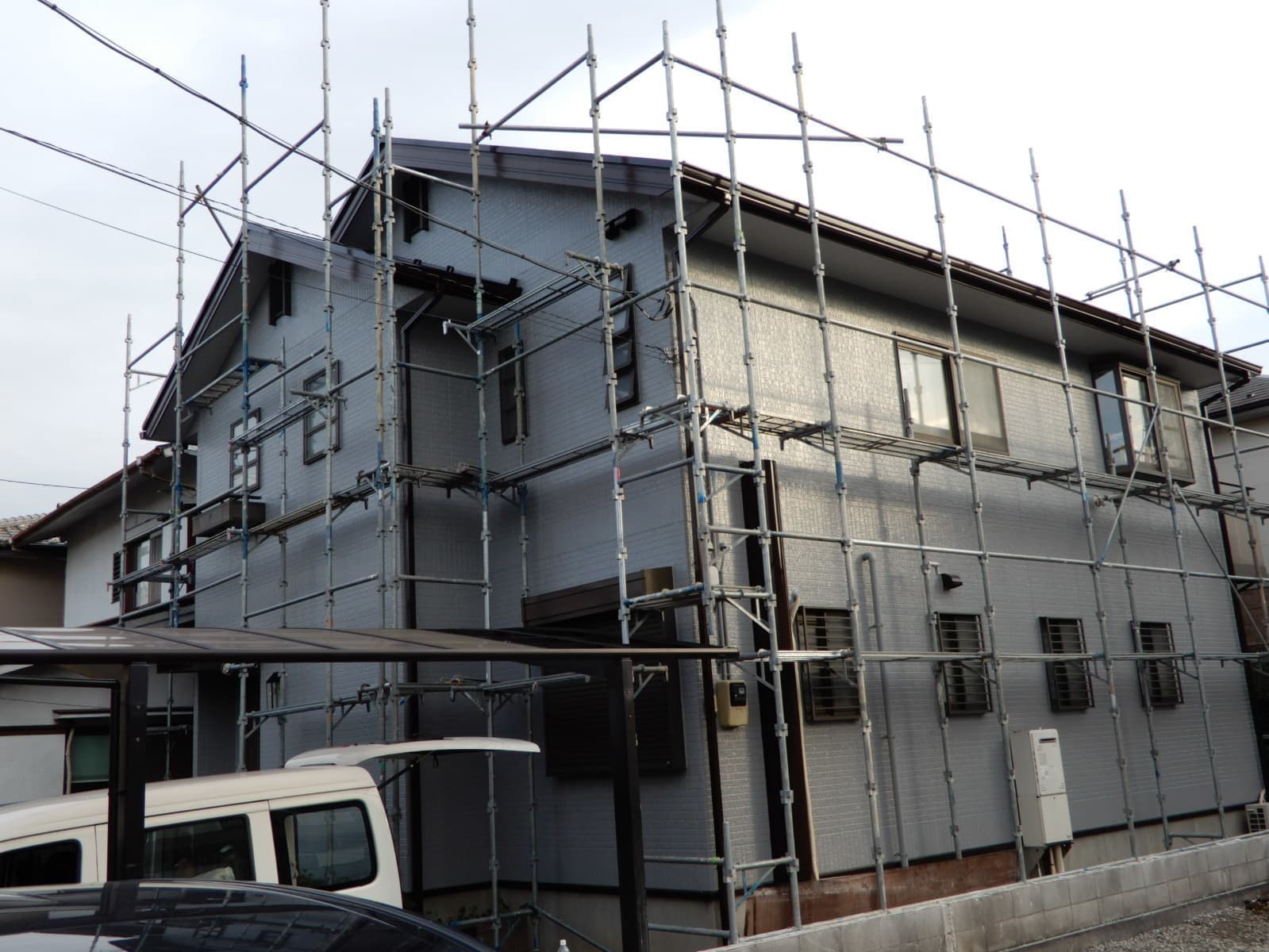 越谷　足場のある外壁塗装